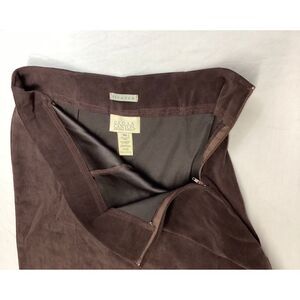 Classic Canvas Brown Suede Pencil Skirt with Back Slit Professional Office Wear